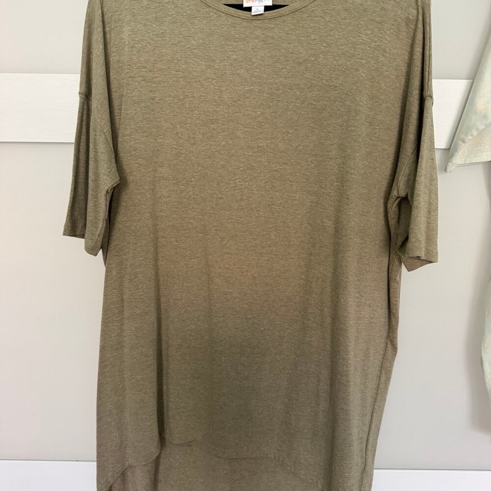 LuLaRoe Irma Tunic Top Women’s Large L Olive Green Heathered High Low